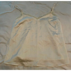 Women Abercrombie & Fitch silky/satin Tank Top M White lace trim